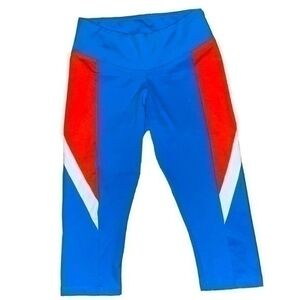 Kathyana bright contrast crop leggings tights capri fitness L gently preloved